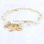 Women Pearl Chain Bracelet Crystal Heart Flower Pendant Jewelry Gift