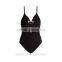 High Waisted Mature Ladies Deep V Neck Backless Slip Lace-up Swimsuit
