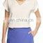 CHEFON Cuffed cap sleeve silky fabric women short sleeved formal blouses and skirts