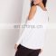 Wholesale Plain White Tops Cold Shoulder Ladies Tunic Top