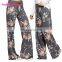 New Style High Quality Wide Leg Pants Women Black Print Floral Harem Pants