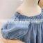 2020 New Girls Dress One-Shoulder Denim Ruff Sleeves Cotton Summer Girls Dresses