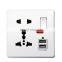 EU Standard Outlet Panel, 5V 2.1A Dual USB Charger Port, Switch Control 13A Global Universal 5 Hole USB Wall Power Socket