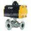 air control double control pneumatic actuator sanitary SS304 food grade Tri clamp 3 way ball pneumatic valve