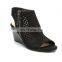 women elegant design high heel open toe zip up closure with back elastic strap ladies wedges sandals shoes (LAJWG0020)