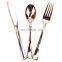 175 Pieces Set Premium Party Rose Gold Rim Plastic Cup With Plate, Spoon, Knife And Forks Disposable Dinnerware Set