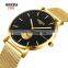Golden Water Resistant Custom Logo Quartz Luxury Mesh Wristwatch Men Relogio Men Quartz Watch