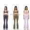 Custom Logo Tiktok Trend Halter Neck Bra Fashion Flared Pants Yoga Set Ladies Fitness Gym Running Bodybuilding Wear 2 Piece Set