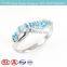 jewelry factory wholesale hot selling new fashion costume jewelry blue topaz rhodium plated silver jewelry ring