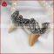 Rhinestone raw shark tooth with zircon paved pendant bead, animal tooth drop pendant jewelry