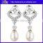 New ! Wholesale 925 Sterling Silver Diamond And Pearl Drop Earrings