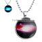 DIY Jewelry Glowing Necklace Blue Nebula Necklace Glass Cabochon Dome Pendant Glow in The Dark Necklace