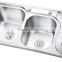SC-219 Topmounted 304# Double Bowls Stainless Steel kitchen Sink With drainboard