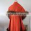 Glamour Style Cashmere Shawl Fluffy Raccoon Fur Trim Pashmina Cape Poncho