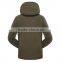 Army green multi pockets polar fleece thick warm Mountaineering jacket with hood
