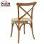 Cane seat brown color X back chair for resturant use cross back wooden chair