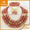 2015 new arrival africa beads jewelry sets including necklace,bracelet,ring,earings wholesales african coral beads jewelry set