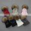 Myfur Chinese Manufacturer Woolen Hat for Kids With Detachable Raccoon Fur Pompom