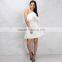 Halter neck women's frill skater dress 2018 white falbala short prom dresses
