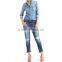 2017 Hot selling women top design ladies tight sexy denim ripped jeans