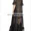 nice design women black short sleeve chiffon evening gown