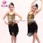 ET-090 Sexy sequins sparkle fabric performance children girls latin dance dress for competition with size S M L XL XXL