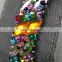 Multicolored acrylic and beaded flower mesh lace trim