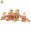 Commercial kids outdoor playground wooden slide, wooden playhouse for children