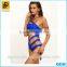 2016 Wholesale Women Sexy Blue One-Shoulder Design Sexy Lady One-Piece Swimwear