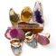 Fashion Agate Stone Gold Plated Nail Color Ring Palette Nail Display Manicure Irregular Random Color Nail Pallet