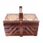 Custom 3 Layers Foldable handicrafts storage wooden sewing box