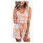 Hot Sale Summer Casual Sleeveless Colored Gradient Jumpsuit For Jumpsuit Women Leisure Tank Top Shorts Tie Dye Jumpsuits Women