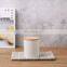 custom white cylinder small decorative matte color empty geometric ceramic candle vessel candle jar with bamboo lid