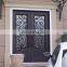 flat top modern villa main metal designs unique scrolls model tempered glass double swing water proof iron exterior front door