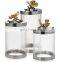 Butterfly Gold Metal Canisters With Butterfly Luxury Tray