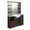 Classic Wood Salon barber furniture storage backwash basins washing shampoo bowl cabinets station with mirror