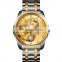 SKMEI 9193 High quality Japan movt stainless steel gold dragon watch wrist quartz Men watch