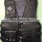 Mens Genuine Leather Rock Vests Metal Chain Biker Vest Motorcycle Sleeveless Real Leather Jackets