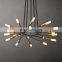 Custom living dining room bedroom home hotel pendant lights lighting fixtures black led gold luxury modern brass chandelier