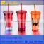 BPA free Acrylic double wall 16 oz tumblers with straw and LED light FDA standard PVC or paper insert mugs
