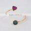 10mm double druzy gold two raw agate druzy gemstones cuff bangle