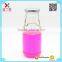 glass milk beverage drinking bottle with screw top lid 350ml