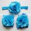 High quality Newborn Baby Barefoot Sandals with Matching Satin Flower Headband