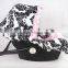 Infant Baby Damask Pink Ruffled Canopy Car Seat Cover