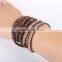 Hand-woven brown stone bracelet bangle fashion bracelet jewley multilayer wrap bracelet women white crystal leather bracelet