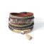 Hot sell double wrap rhinestone velvet bracelet with tassel wholesale jewelry