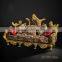 Imperial Noble Furniture Living Room Sofa, Luxury Wood Carved Three Seater Sofa With Gold Painted, British Royal Sofa Couch Set