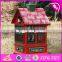 New design red house shape Christmas wooden music box W07B023B