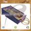 PP laminated jute two bottle wine bag with window & with wooden cane handle with inside partition