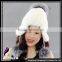CX-C-42C Lovely Women Genuine Mink Fur Winter Hat Silver Fox Fur Ball